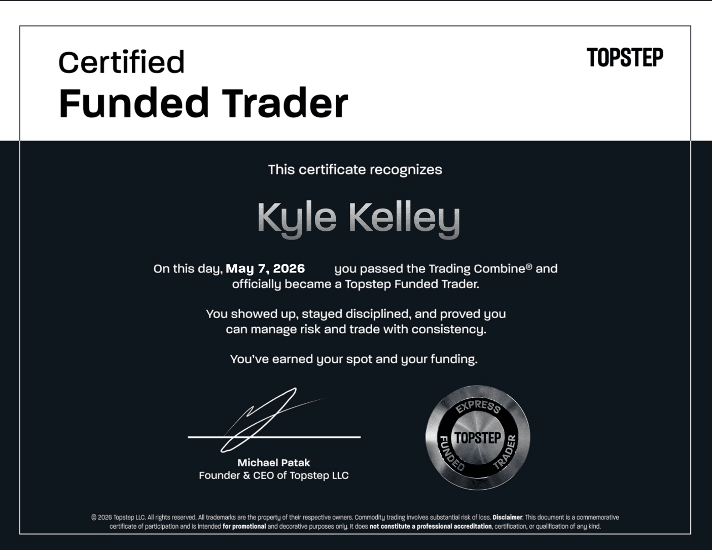 Trading payout screenshot