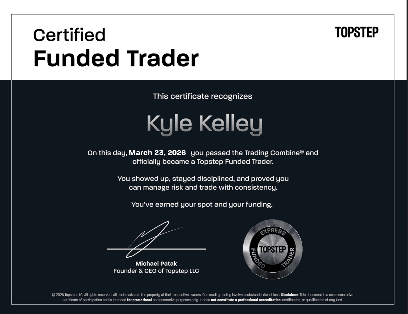 Trading payout screenshot