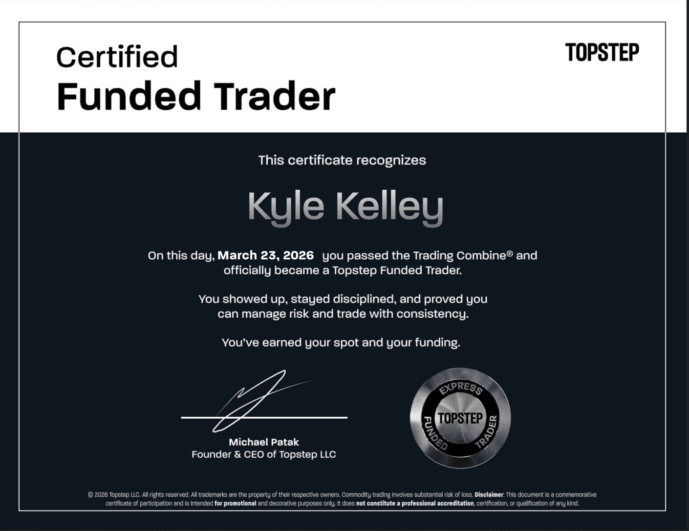 Trading payout screenshot